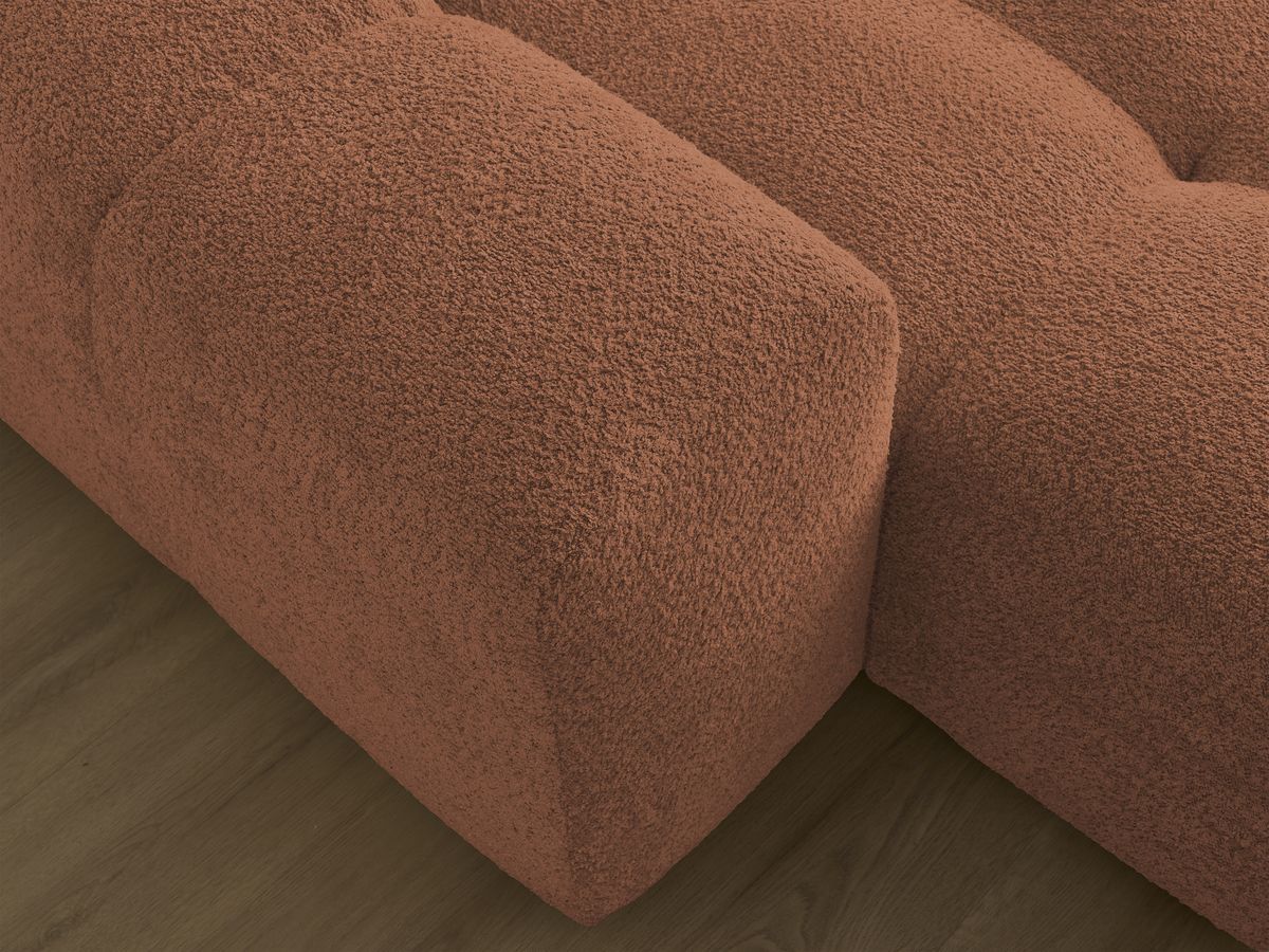 Canapé d'angle fixe EVEREST tissu chiné - Orange - Angle droit - 10 coussins