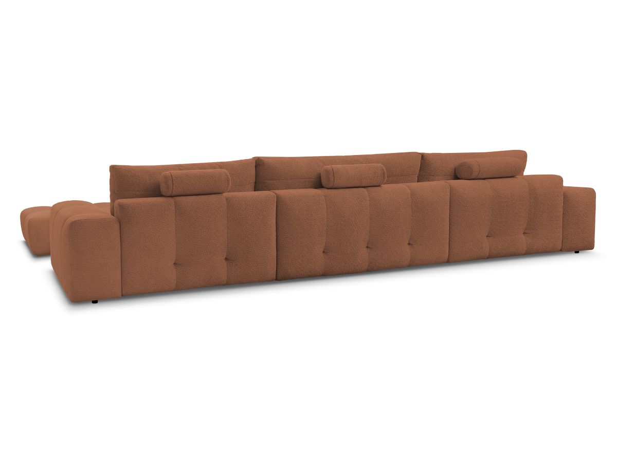 Canapé d'angle fixe EVEREST tissu chiné - Orange - Angle droit - 10 coussins