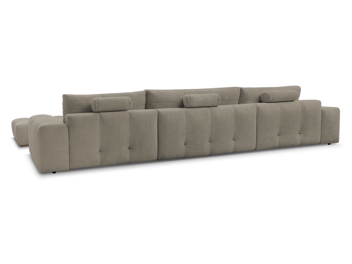 Canapé d'angle fixe EVEREST tissu chiné - Orange - Angle droit - 10 coussins