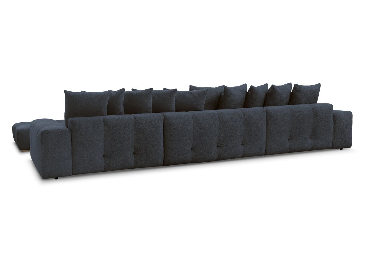 Canapé panoramique convertible coffre ANAKIN tissu bouclette avec pouf