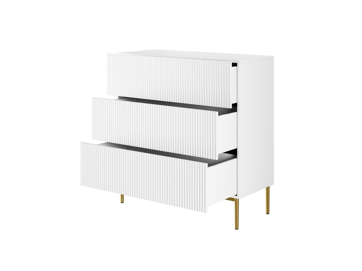 Commode KASHA 3 tiroirs pieds or blanc — vue 6