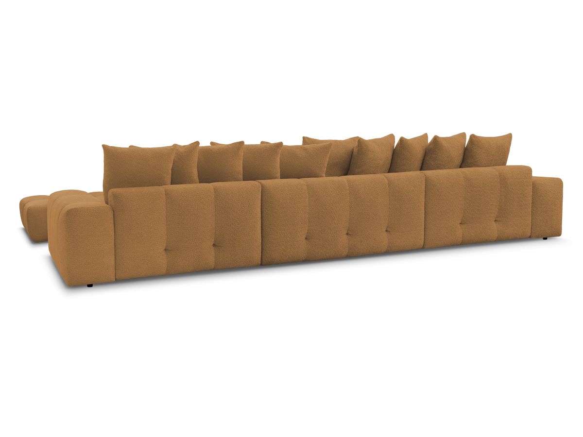 Canapé panoramique convertible coffre ANAKIN tissu bouclette avec pouf