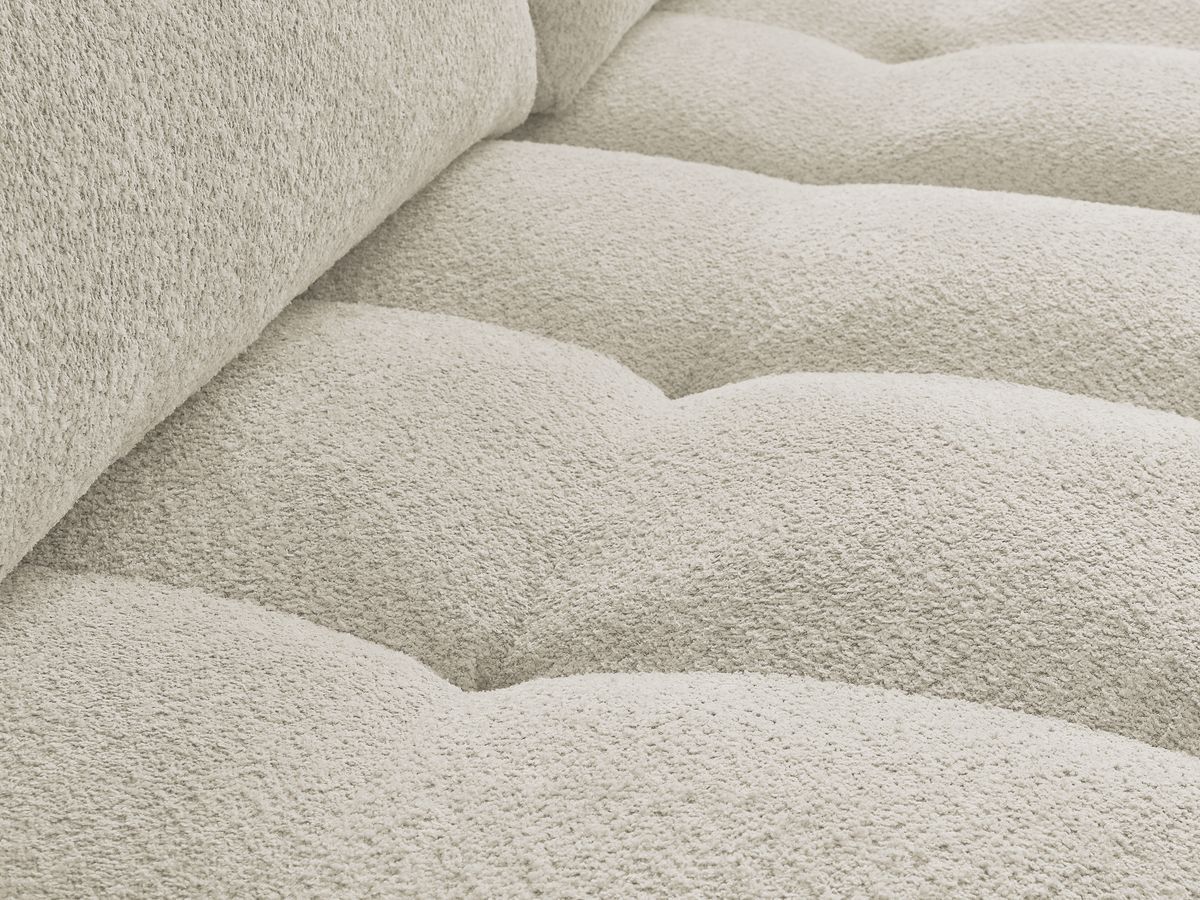 Canapé d'angle convertible réversible coffre ANAKIN tissu bouclette avec pouf