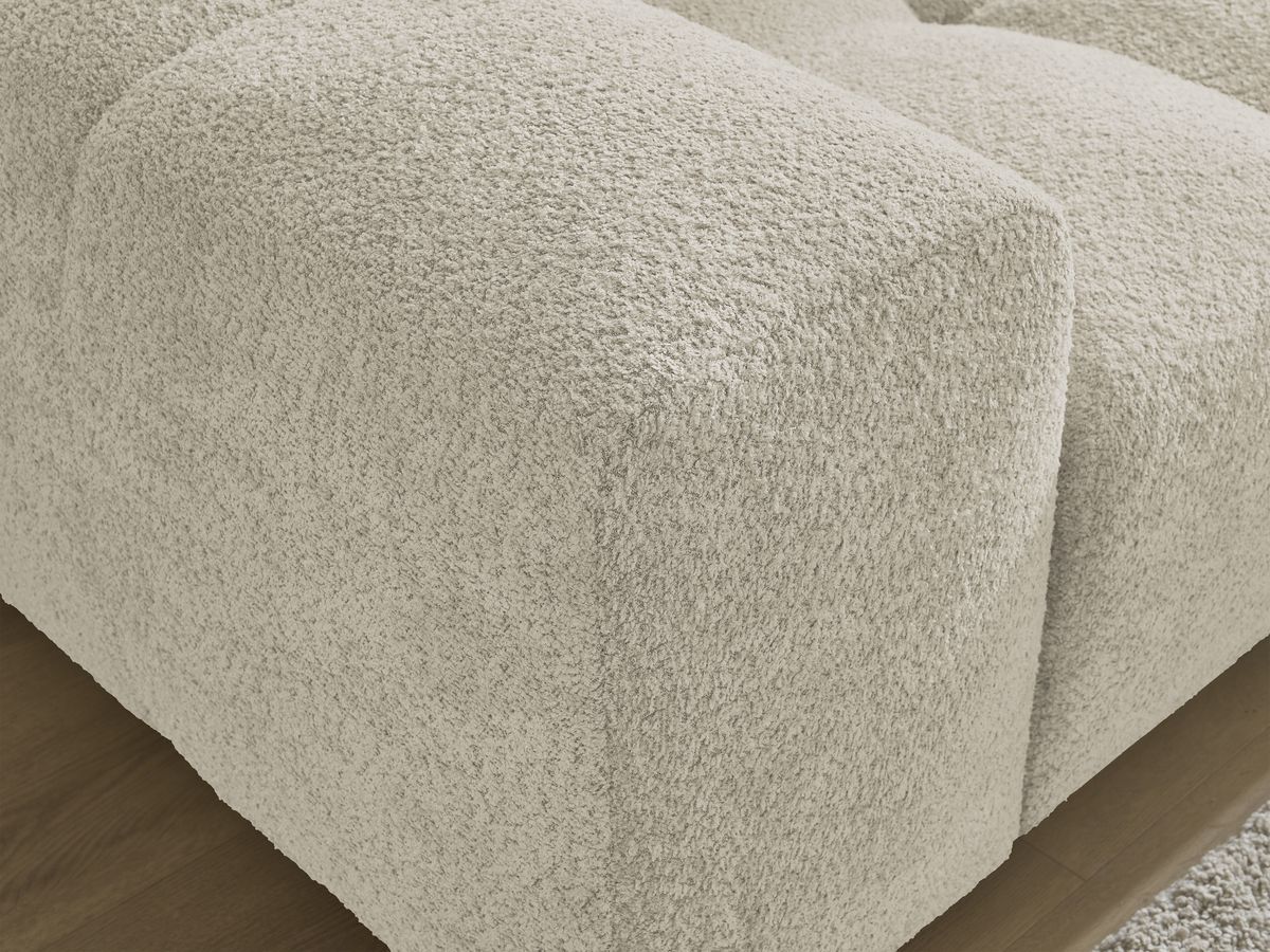 Canapé d'angle convertible réversible coffre ANAKIN tissu bouclette avec pouf