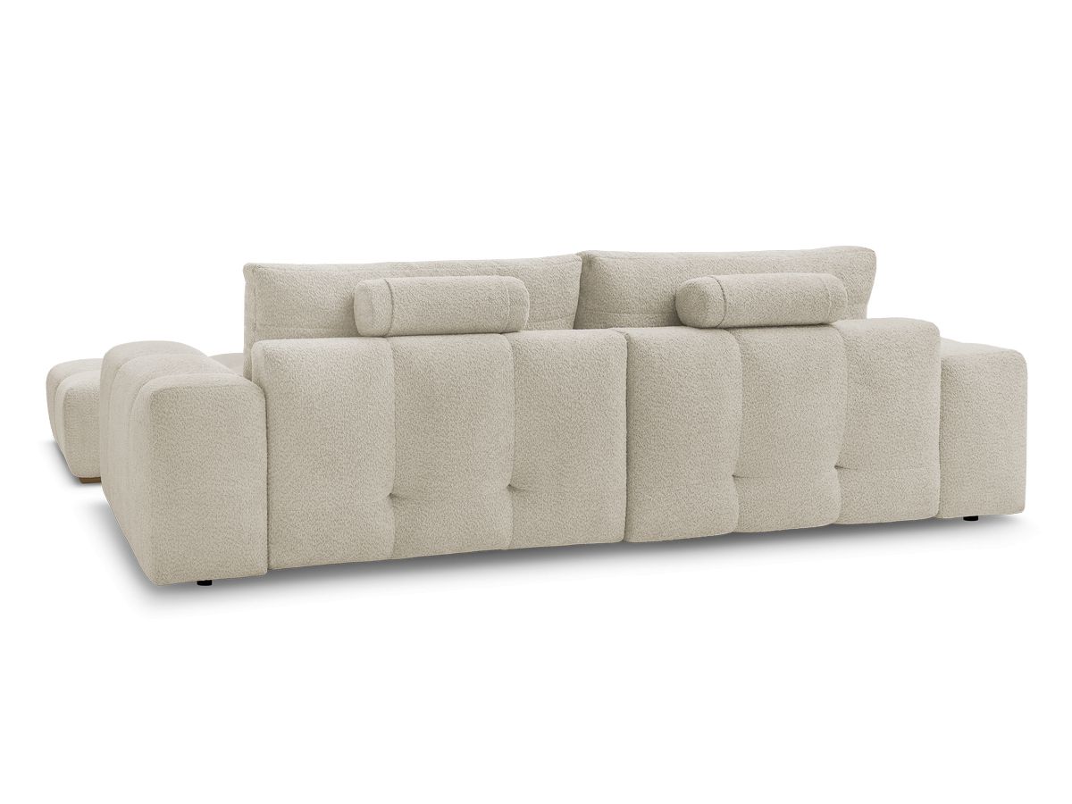 Canapé d'angle convertible réversible coffre ANAKIN tissu bouclette avec pouf