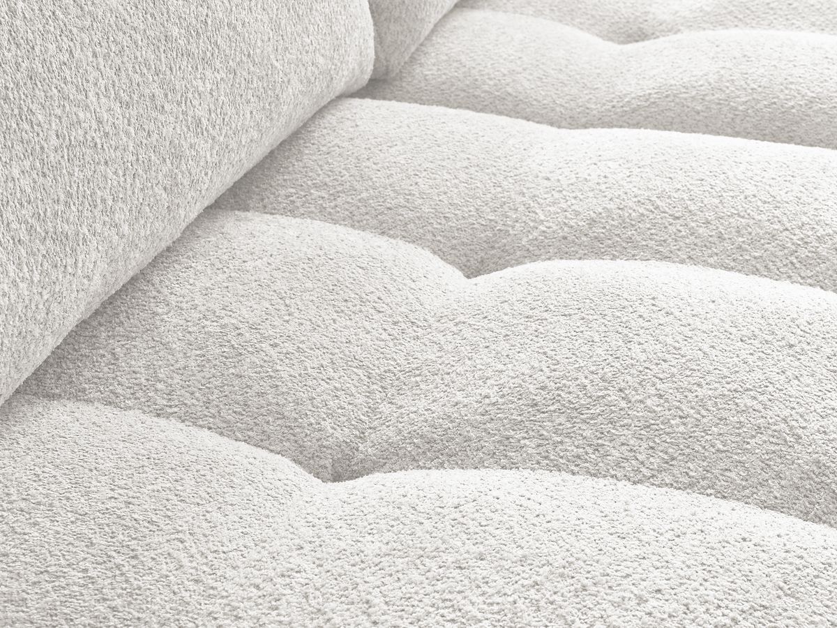 Canapé d'angle convertible réversible coffre ANAKIN tissu bouclette avec pouf