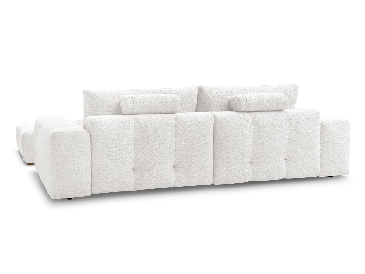 Canapé d'angle convertible réversible coffre ANAKIN tissu bouclette avec pouf