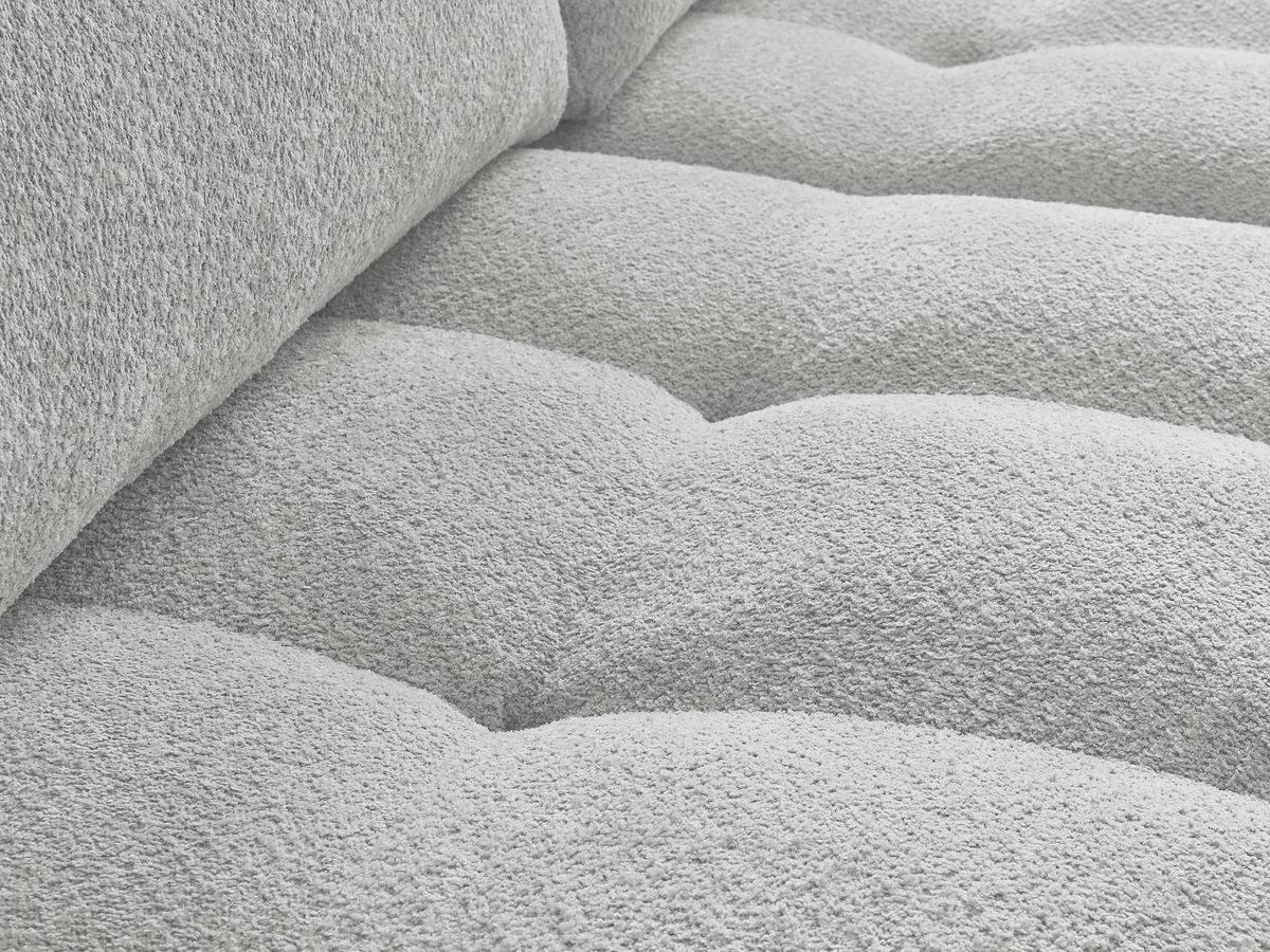 Canapé d'angle convertible réversible coffre ANAKIN tissu bouclette avec pouf