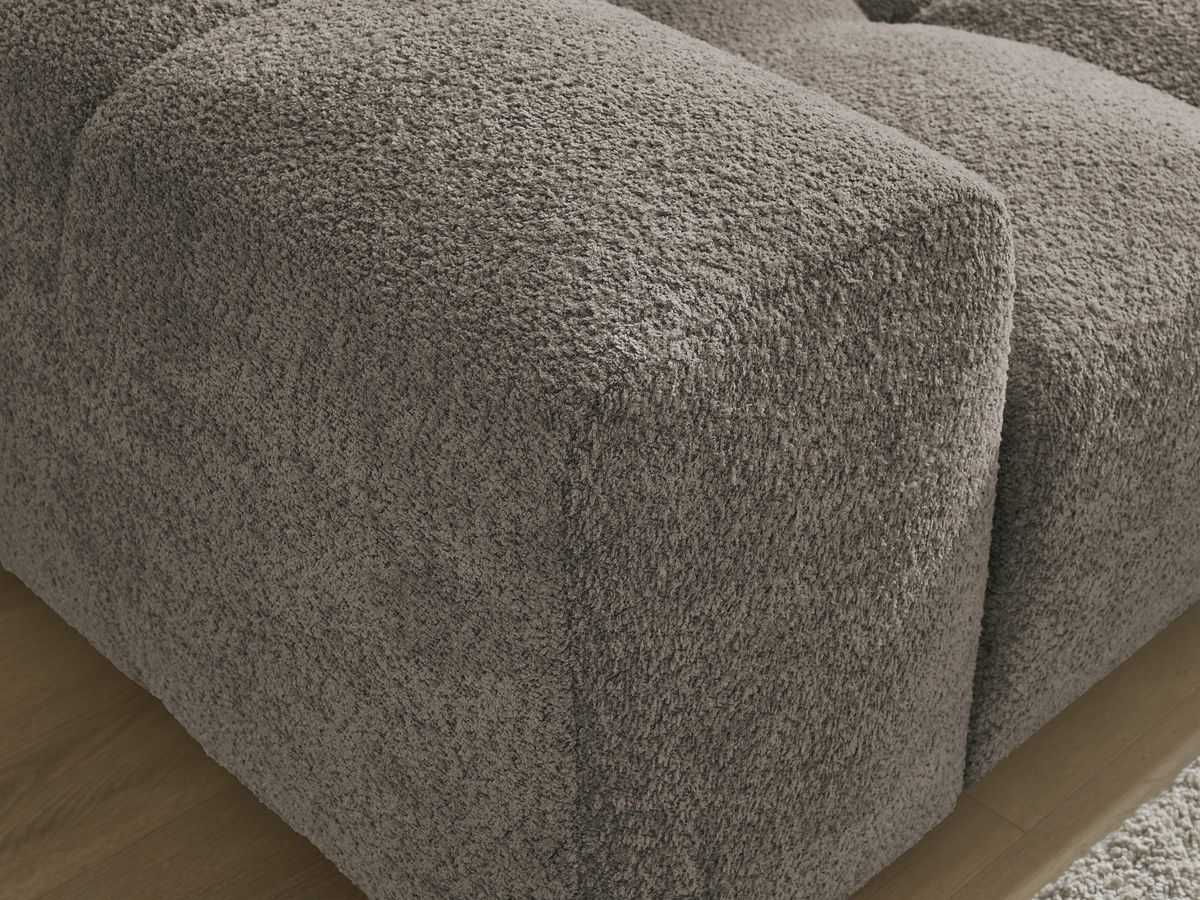 Canapé d'angle convertible réversible coffre ANAKIN tissu bouclette avec pouf