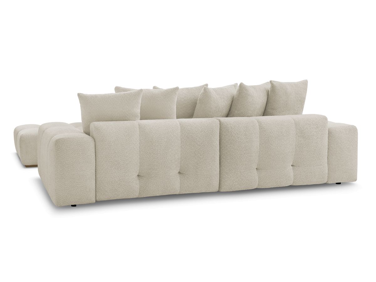 Canapé d'angle fixe EVEREST tissu chiné - Orange - Angle droit - 10 coussins