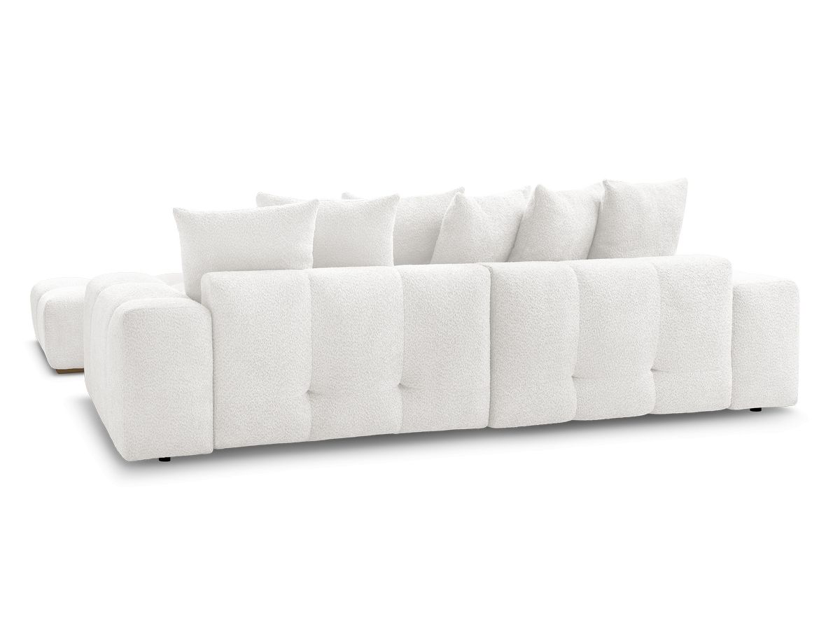 Canapé d'angle fixe EVEREST tissu chiné - Orange - Angle droit - 10 coussins