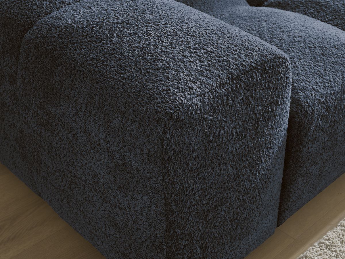 Canapé d'angle convertible réversible coffre ANAKIN tissu bouclette avec pouf