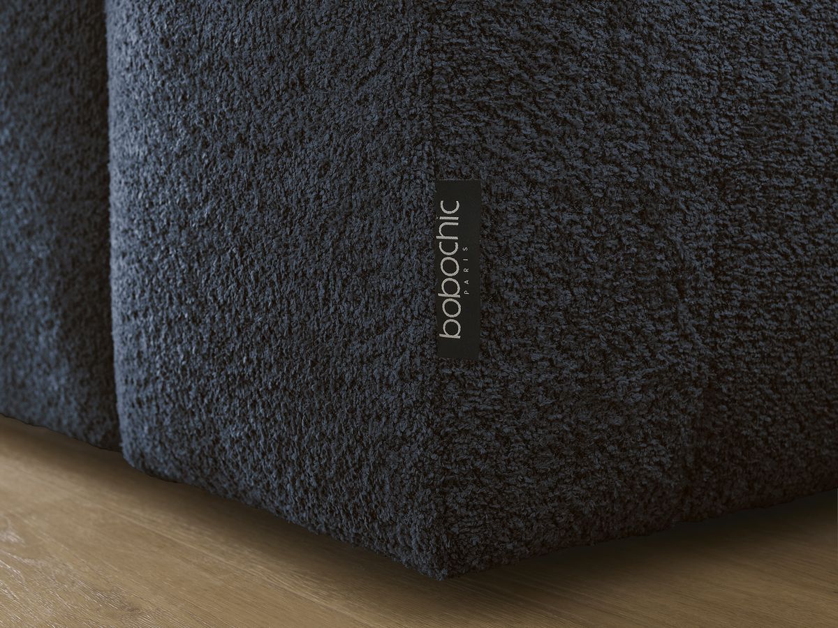 Canapé d'angle convertible réversible coffre ANAKIN tissu bouclette avec pouf