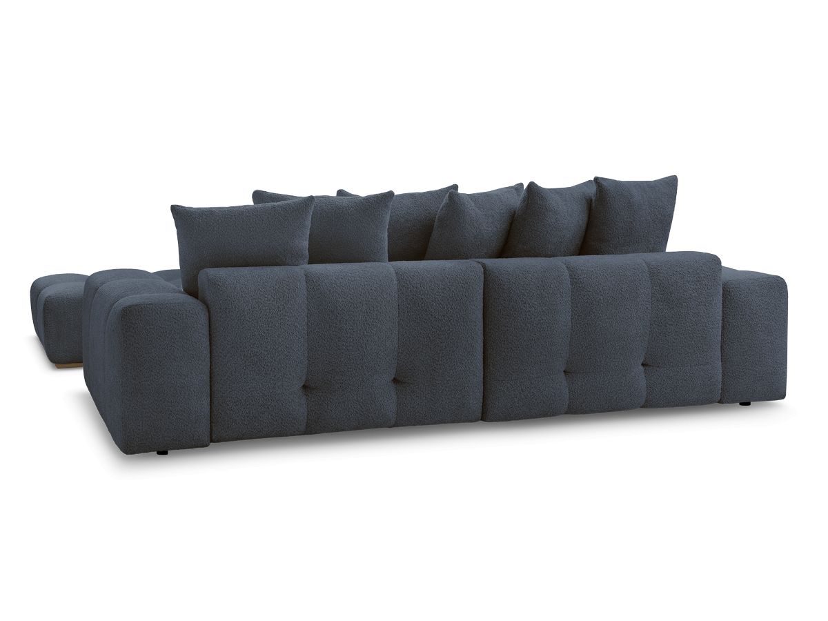 Canapé d'angle convertible réversible coffre ANAKIN tissu bouclette avec pouf