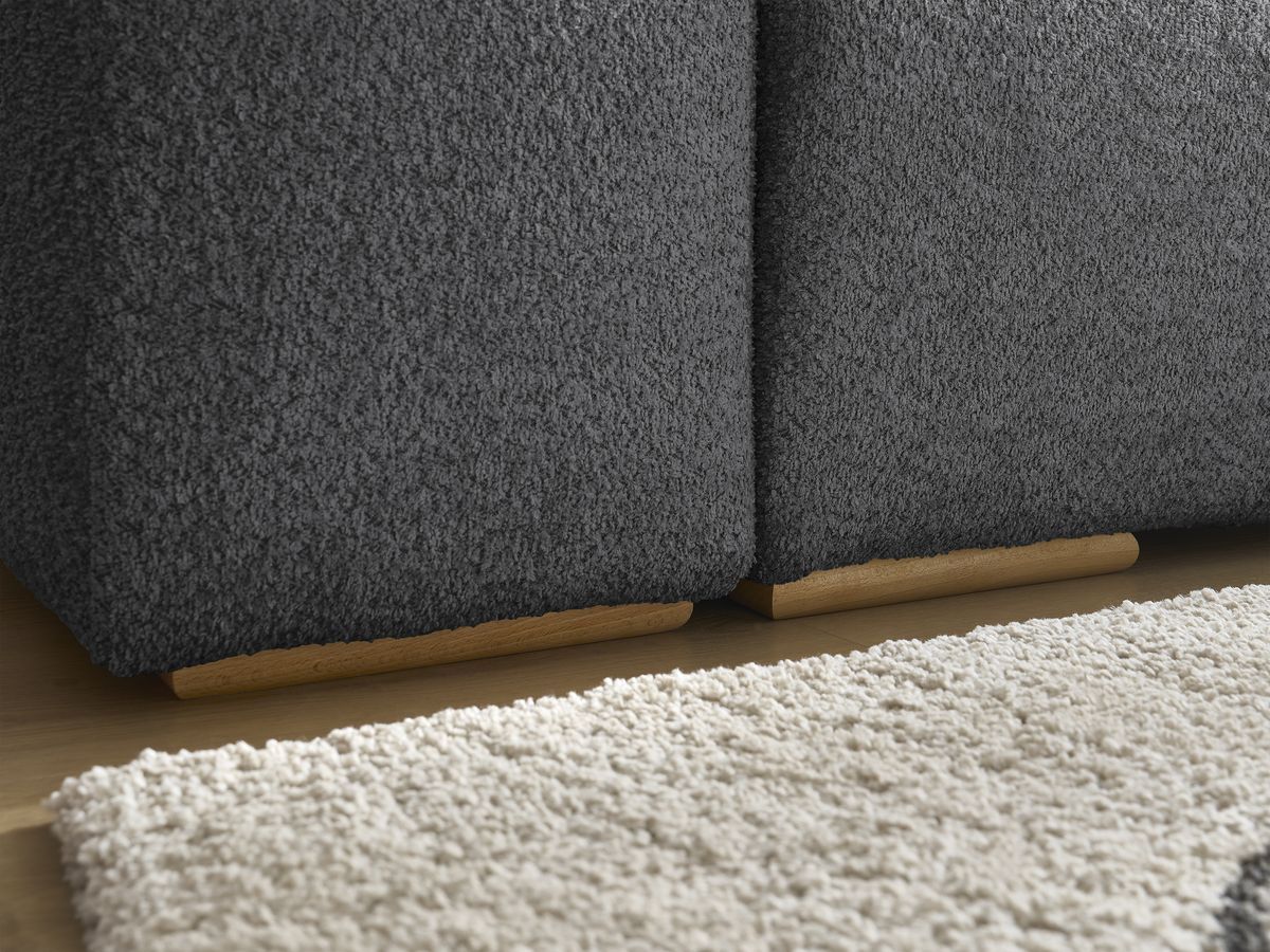 Canapé d'angle fixe EVEREST tissu chiné - Orange - Angle droit - 10 coussins