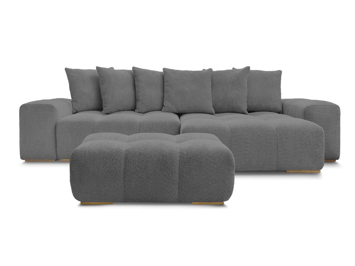 Canapé d'angle fixe EVEREST tissu chiné - Orange - Angle droit - 10 coussins