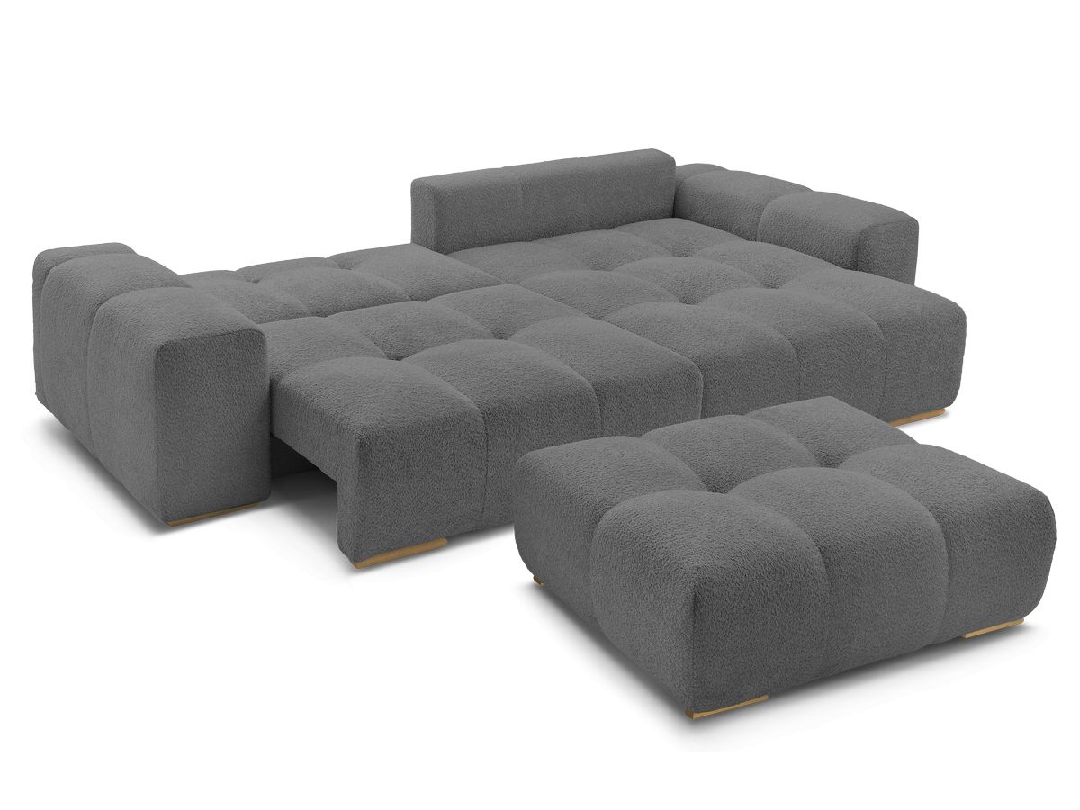 Canapé d'angle fixe EVEREST tissu chiné - Orange - Angle droit - 10 coussins