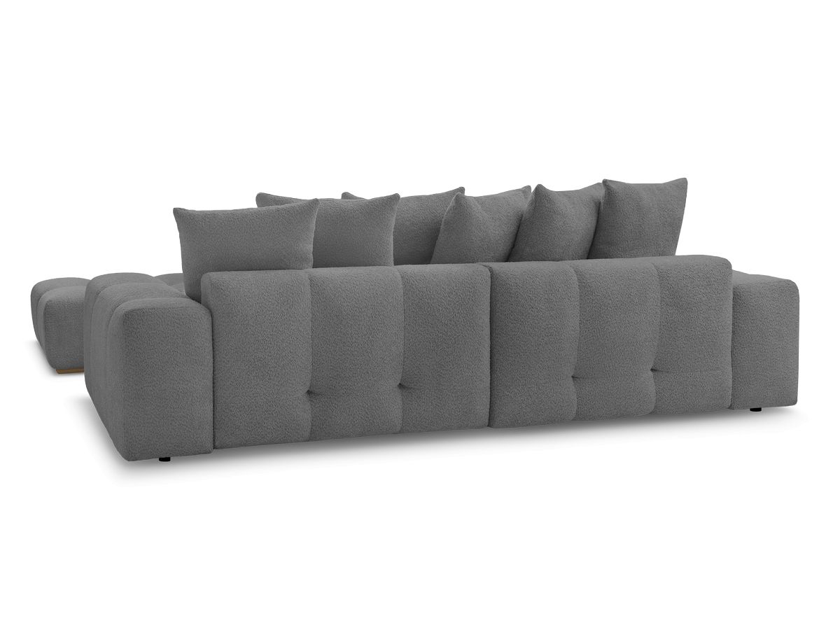 Canapé d'angle fixe EVEREST tissu chiné - Orange - Angle droit - 10 coussins