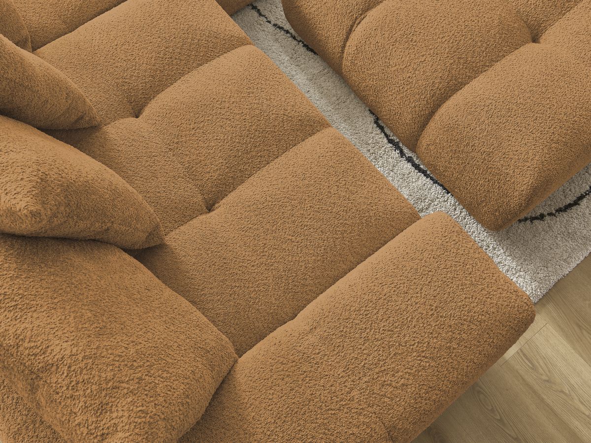 Canapé d'angle fixe EVEREST tissu chiné - Orange - Angle droit - 10 coussins