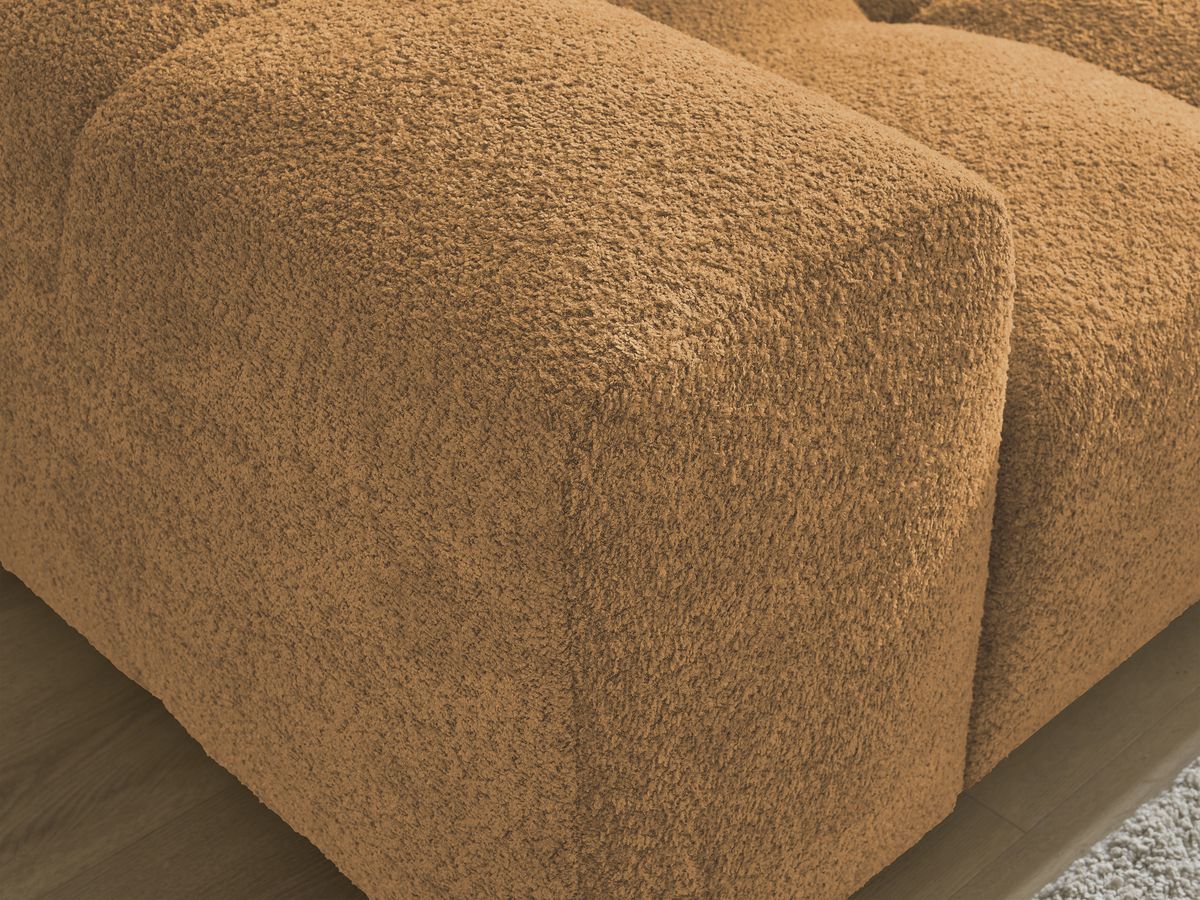Canapé d'angle fixe EVEREST tissu chiné - Orange - Angle droit - 10 coussins