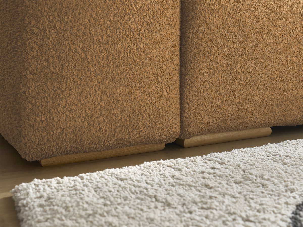 Canapé d'angle fixe EVEREST tissu chiné - Orange - Angle droit - 10 coussins