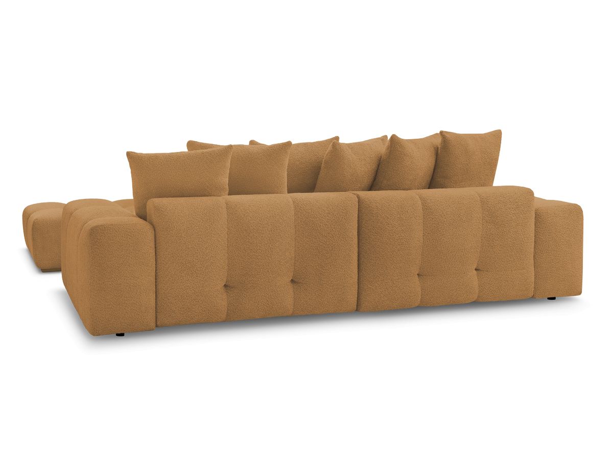 Canapé d'angle fixe EVEREST tissu chiné - Orange - Angle droit - 10 coussins