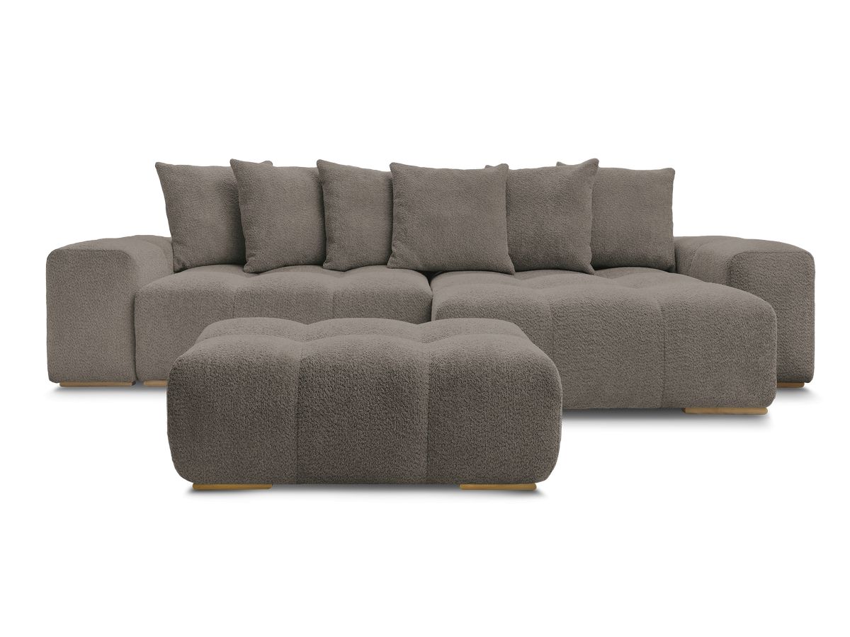 Canapé d'angle fixe EVEREST tissu chiné - Orange - Angle droit - 10 coussins