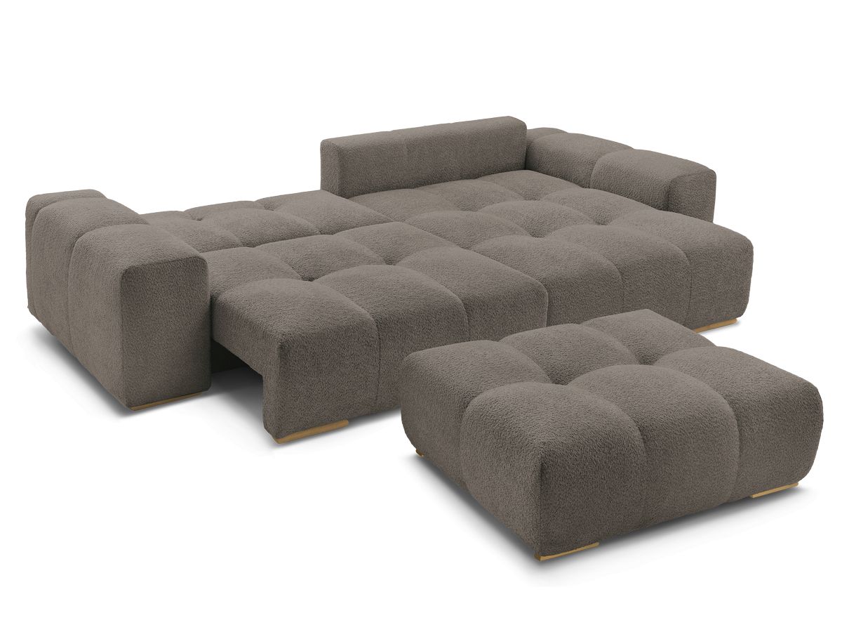 Canapé d'angle fixe EVEREST tissu chiné - Orange - Angle droit - 10 coussins