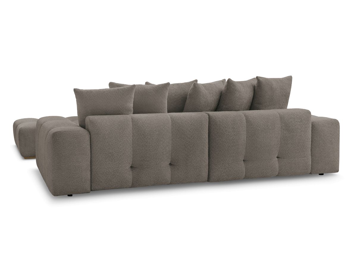 Canapé d'angle fixe EVEREST tissu chiné - Orange - Angle droit - 10 coussins