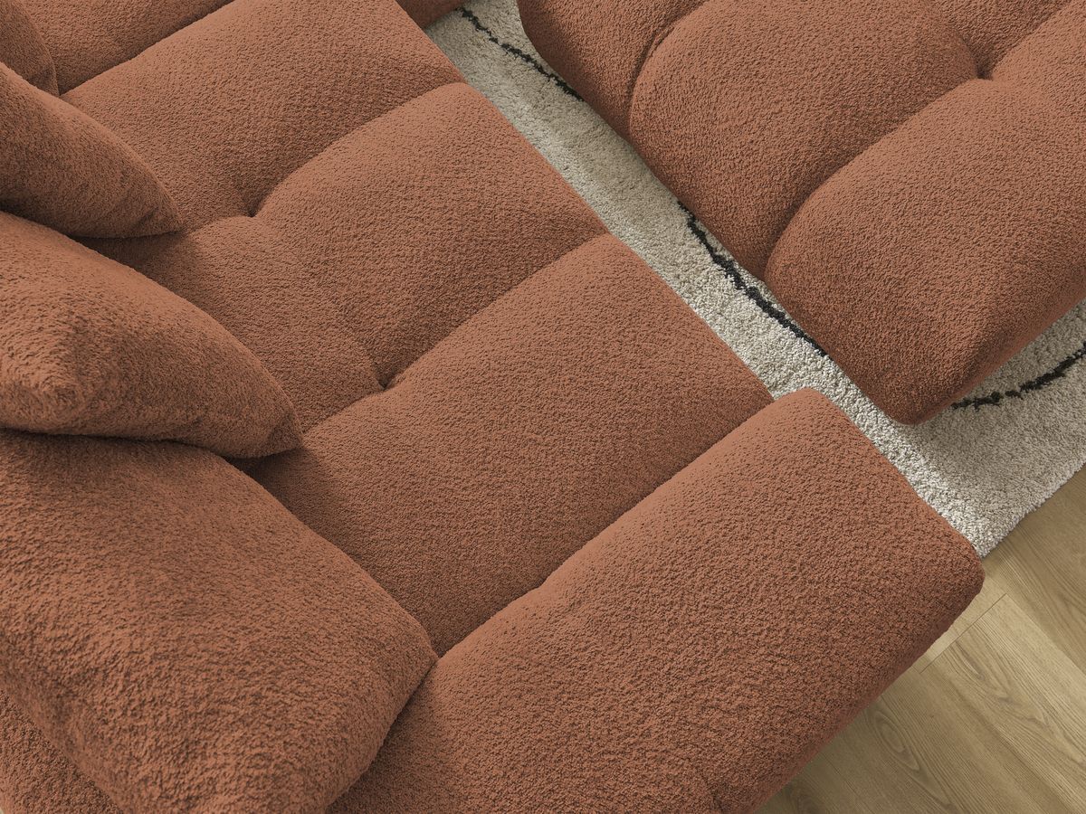 Canapé d'angle fixe EVEREST tissu chiné - Orange - Angle droit - 10 coussins