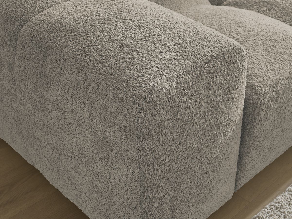 Canapé d'angle convertible réversible coffre ANAKIN tissu bouclette avec pouf