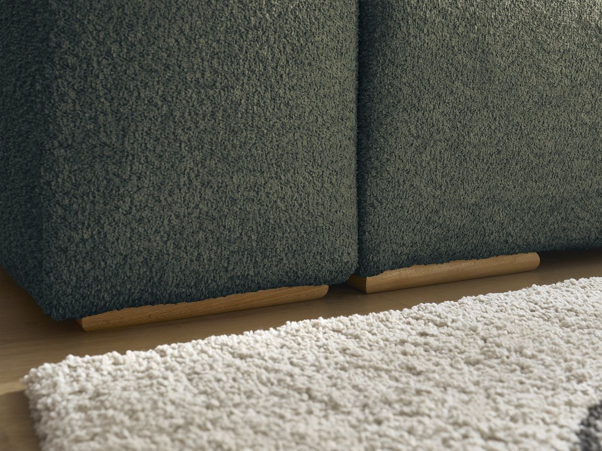 Canapé d'angle fixe EVEREST tissu chiné - Orange - Angle droit - 10 coussins