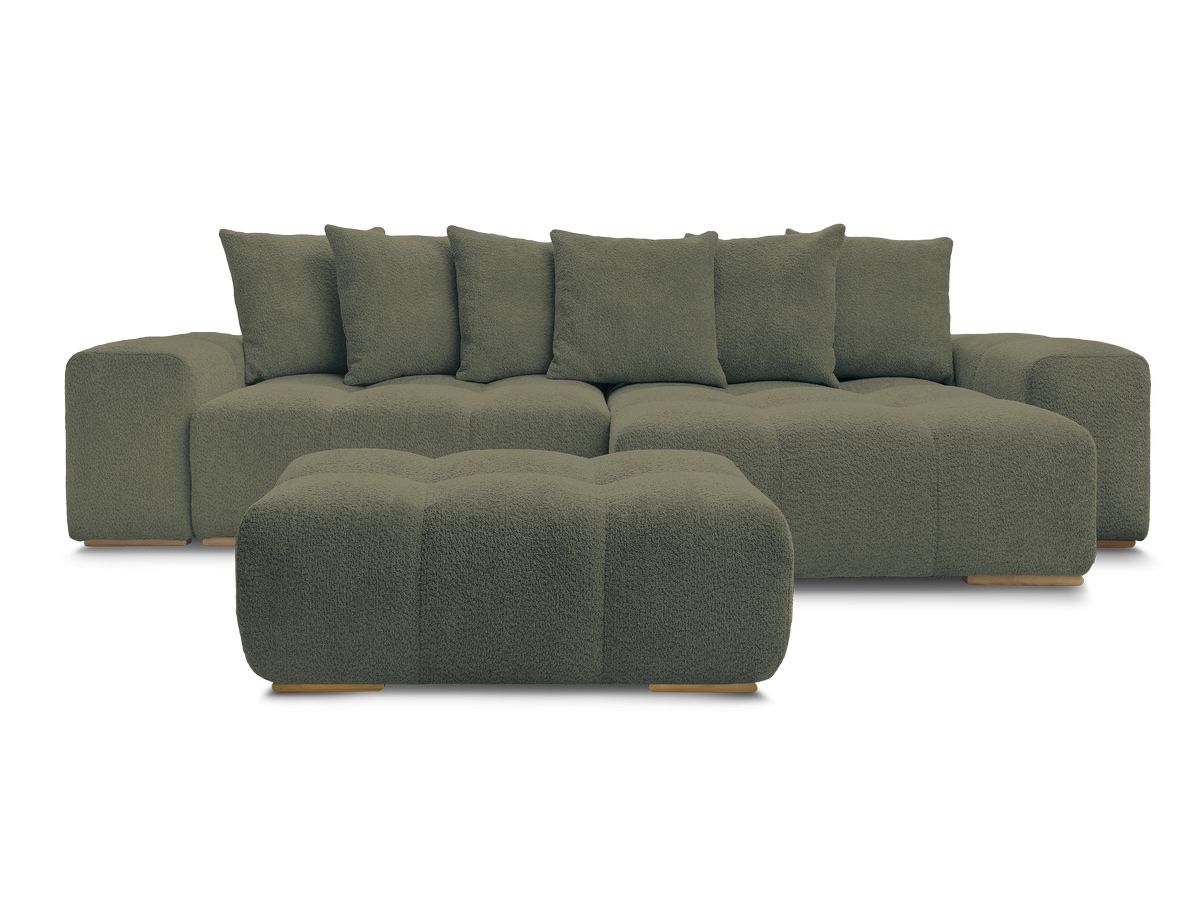 Canapé d'angle fixe EVEREST tissu chiné - Orange - Angle droit - 10 coussins