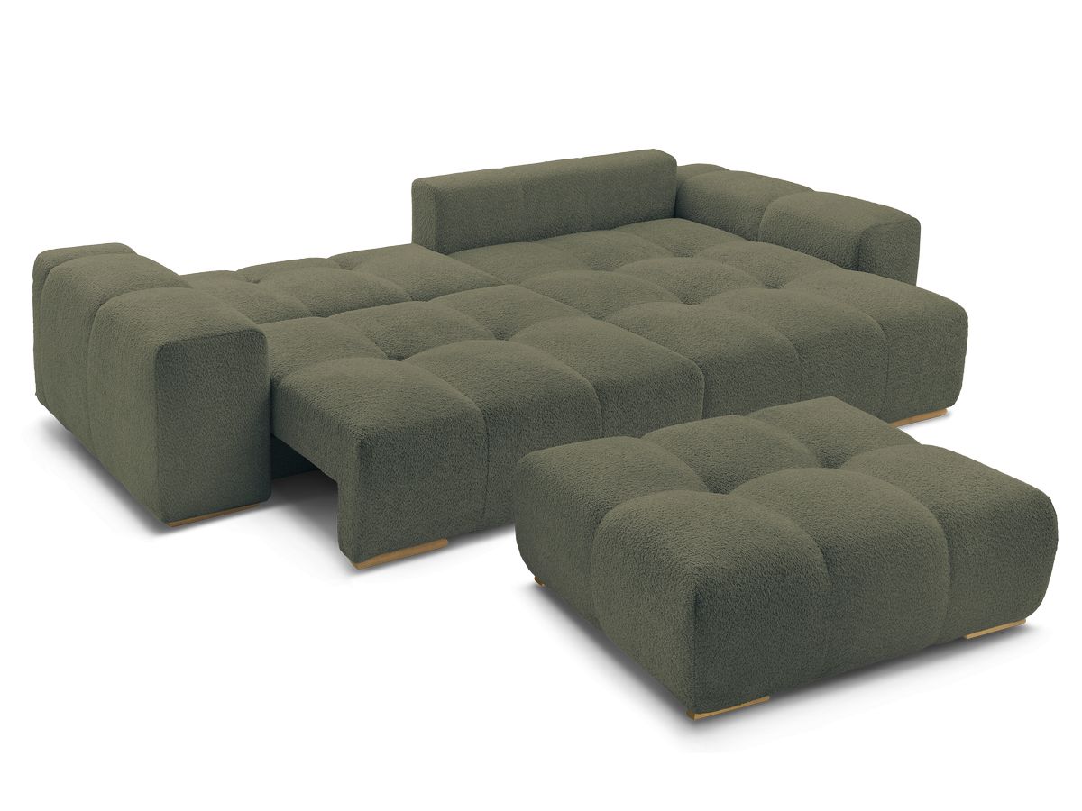 Canapé d'angle fixe EVEREST tissu chiné - Orange - Angle droit - 10 coussins
