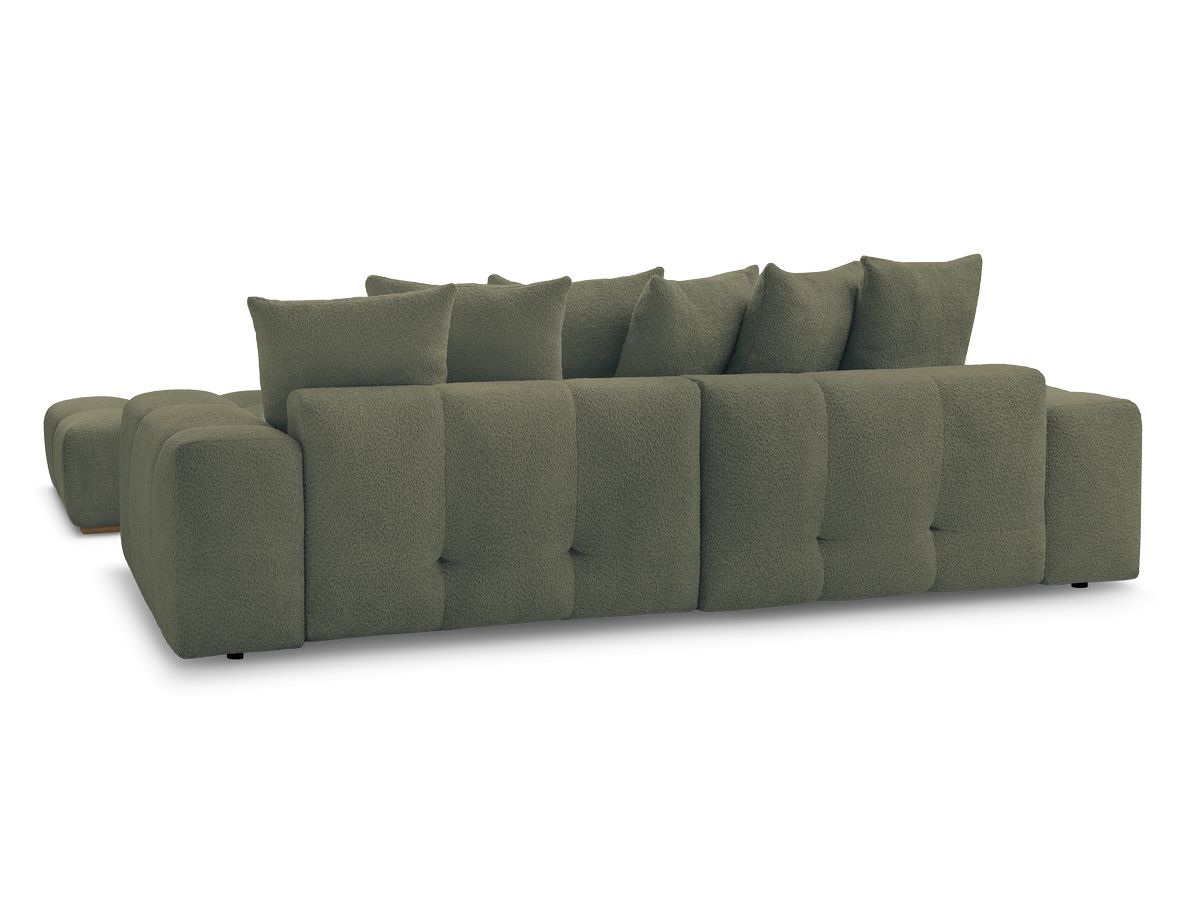 Canapé d'angle fixe EVEREST tissu chiné - Orange - Angle droit - 10 coussins
