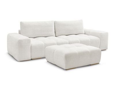 Canapé droit fixe 3 places ANAKIN tissu texturé avec pouf