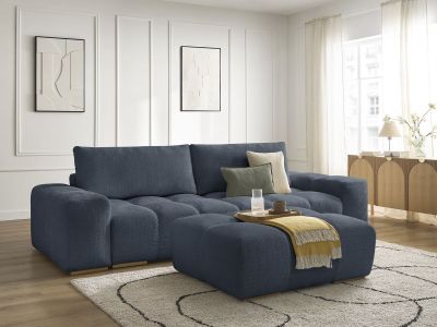 Canapé droit fixe 3 places ANAKIN tissu texturé avec pouf