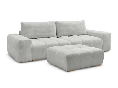 Canapé droit fixe 3 places ANAKIN tissu texturé avec pouf
