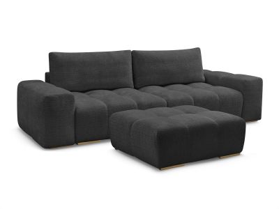 Canapé droit fixe 3 places ANAKIN tissu texturé avec pouf