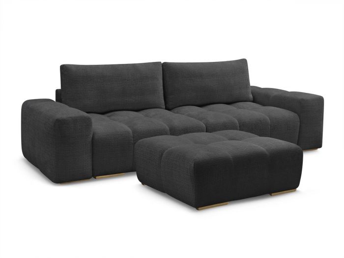 Canapé droit fixe 3 places ANAKIN tissu texturé avec pouf