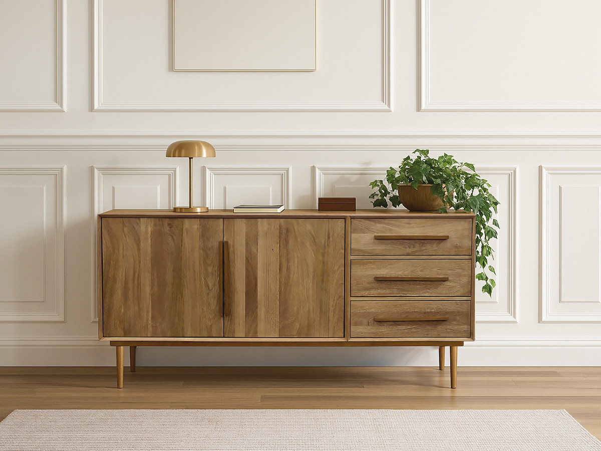 Buffet 2 portes 180 cm BRUGES bois massif de manguier