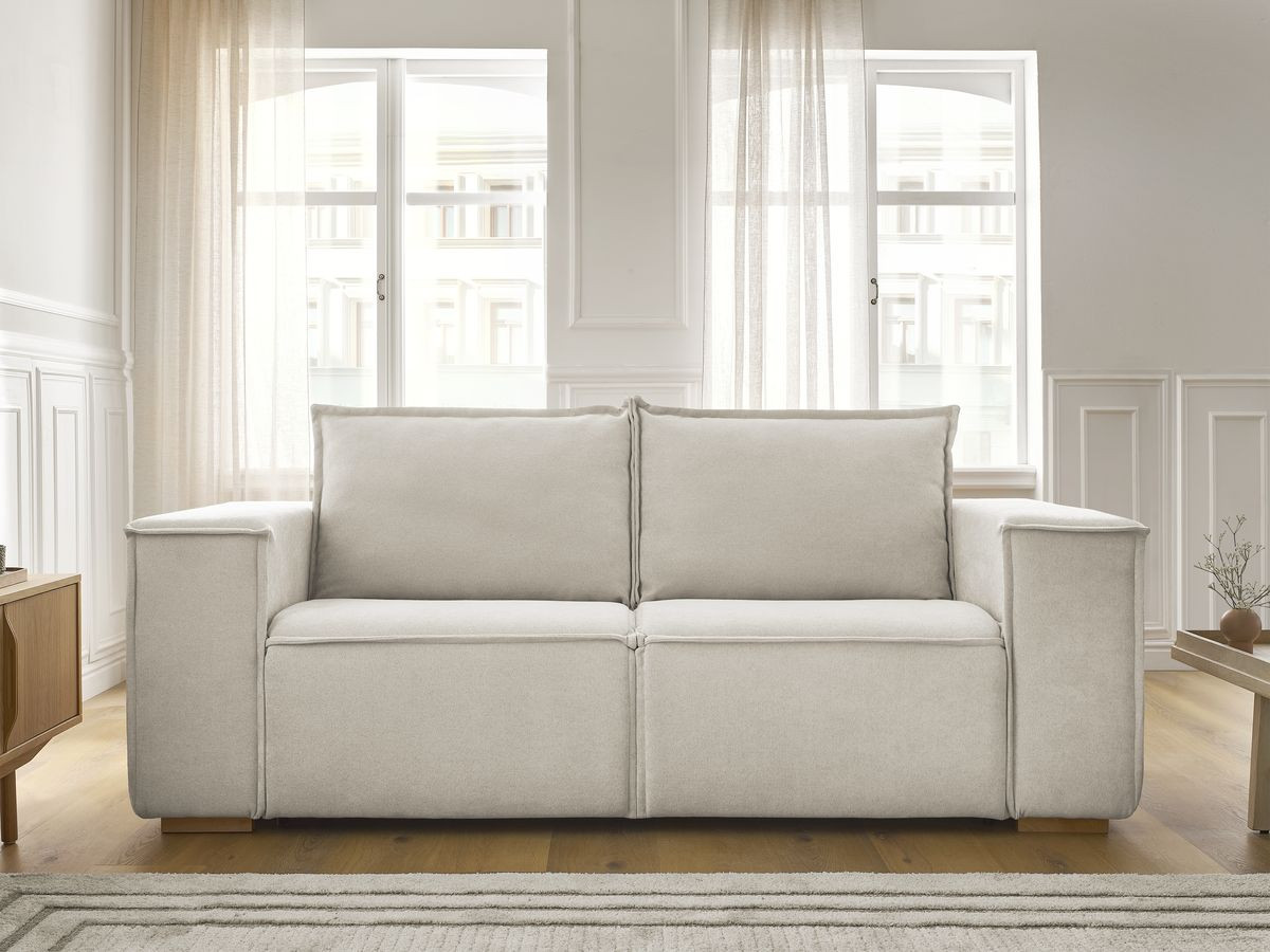Canapé droit convertible CHELSEA ouverture express tissu texturé