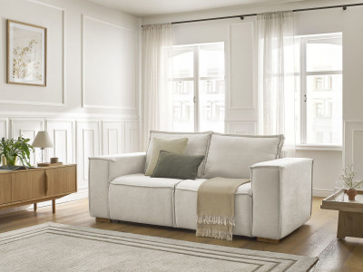 Canapé droit convertible CHELSEA ouverture express tissu texturé