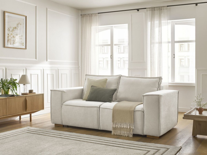 Canapé droit convertible CHELSEA ouverture express tissu texturé
