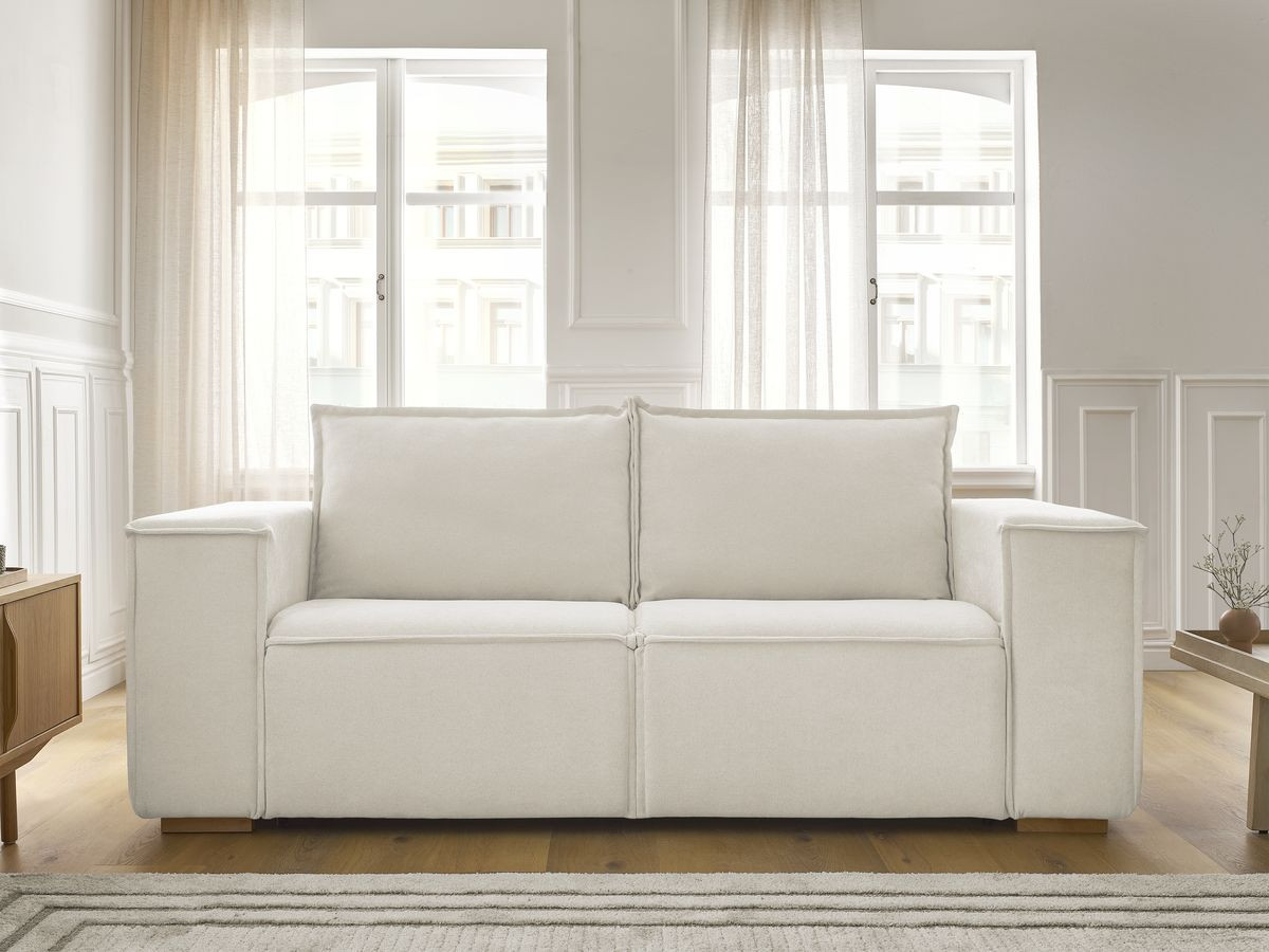 Canapé droit convertible CHELSEA ouverture express tissu texturé