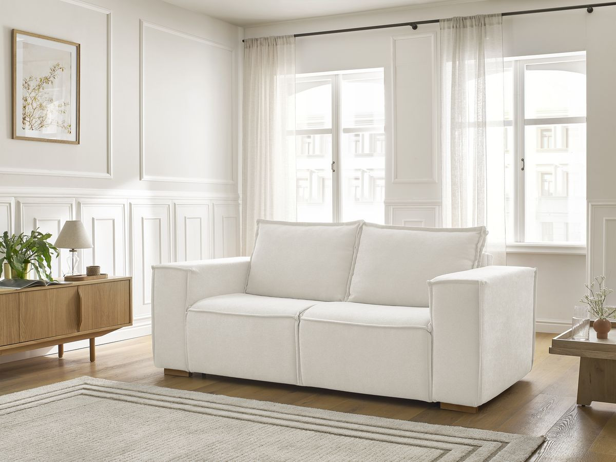 Canapé droit convertible CHELSEA ouverture express tissu texturé