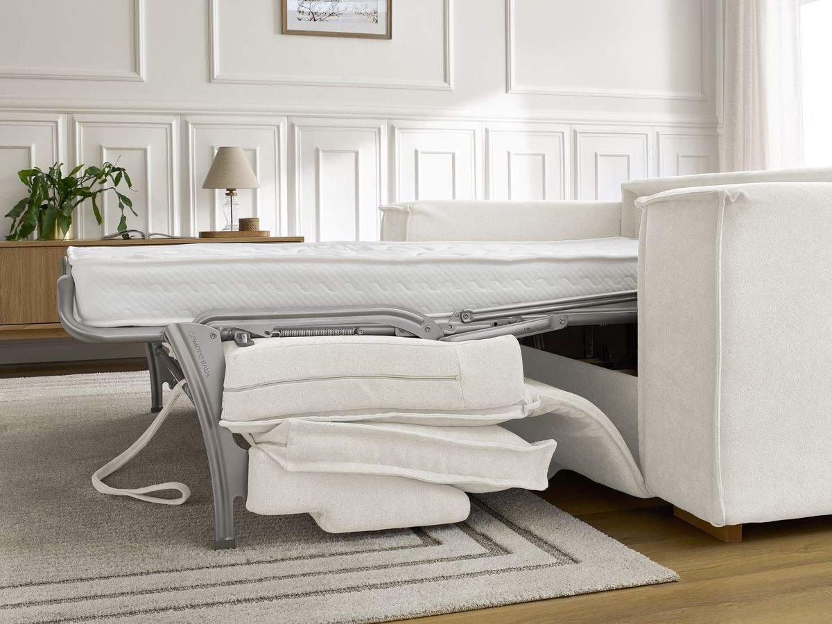 Canapé droit convertible CHELSEA ouverture express tissu texturé