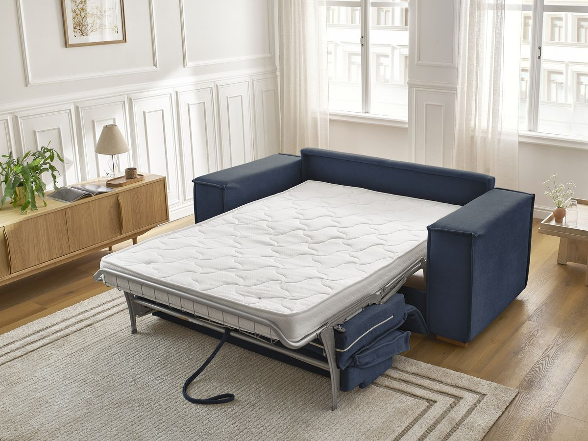 Canapé droit convertible CHELSEA ouverture express tissu texturé