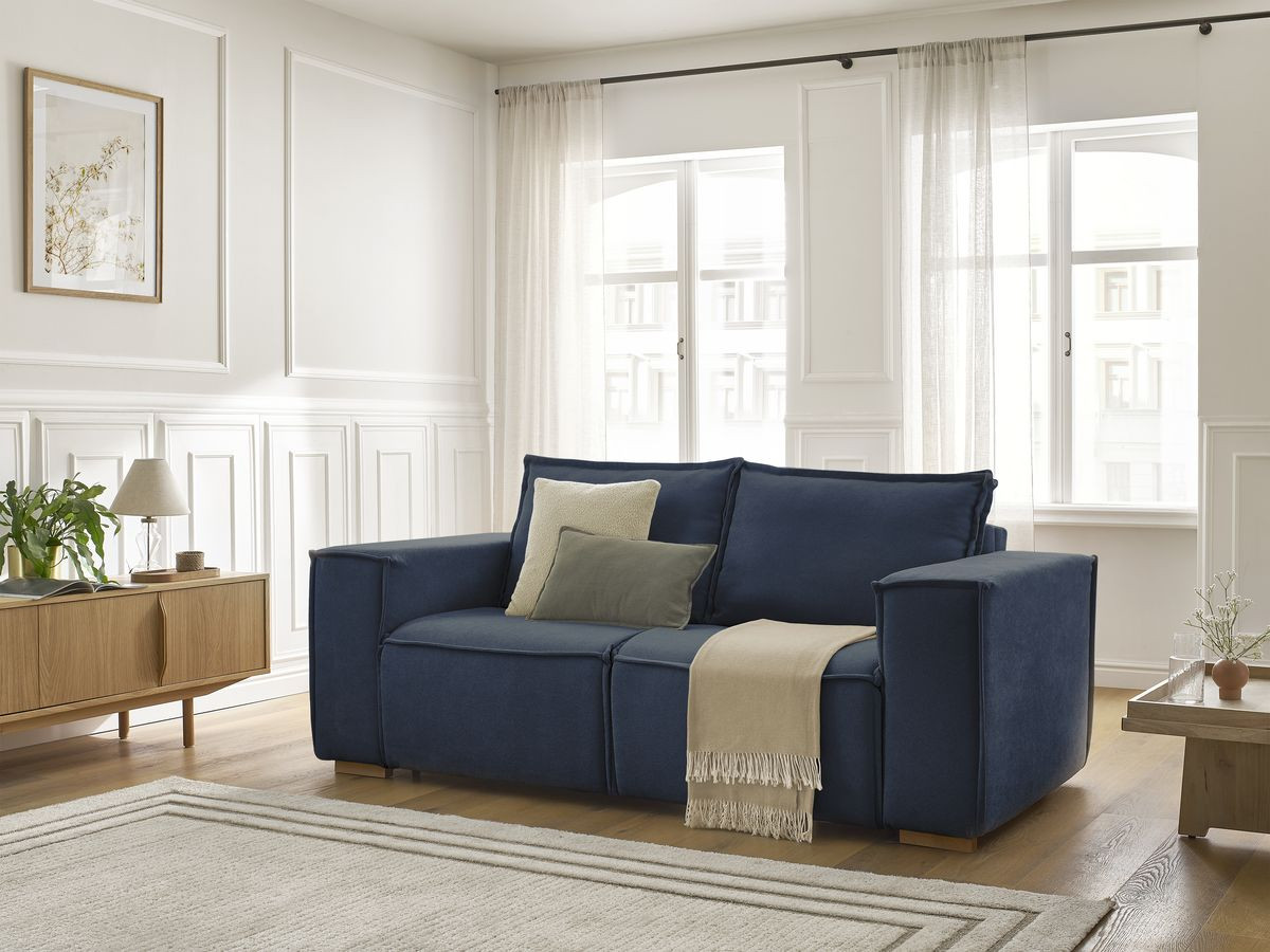 Canapé droit convertible CHELSEA ouverture express tissu texturé
