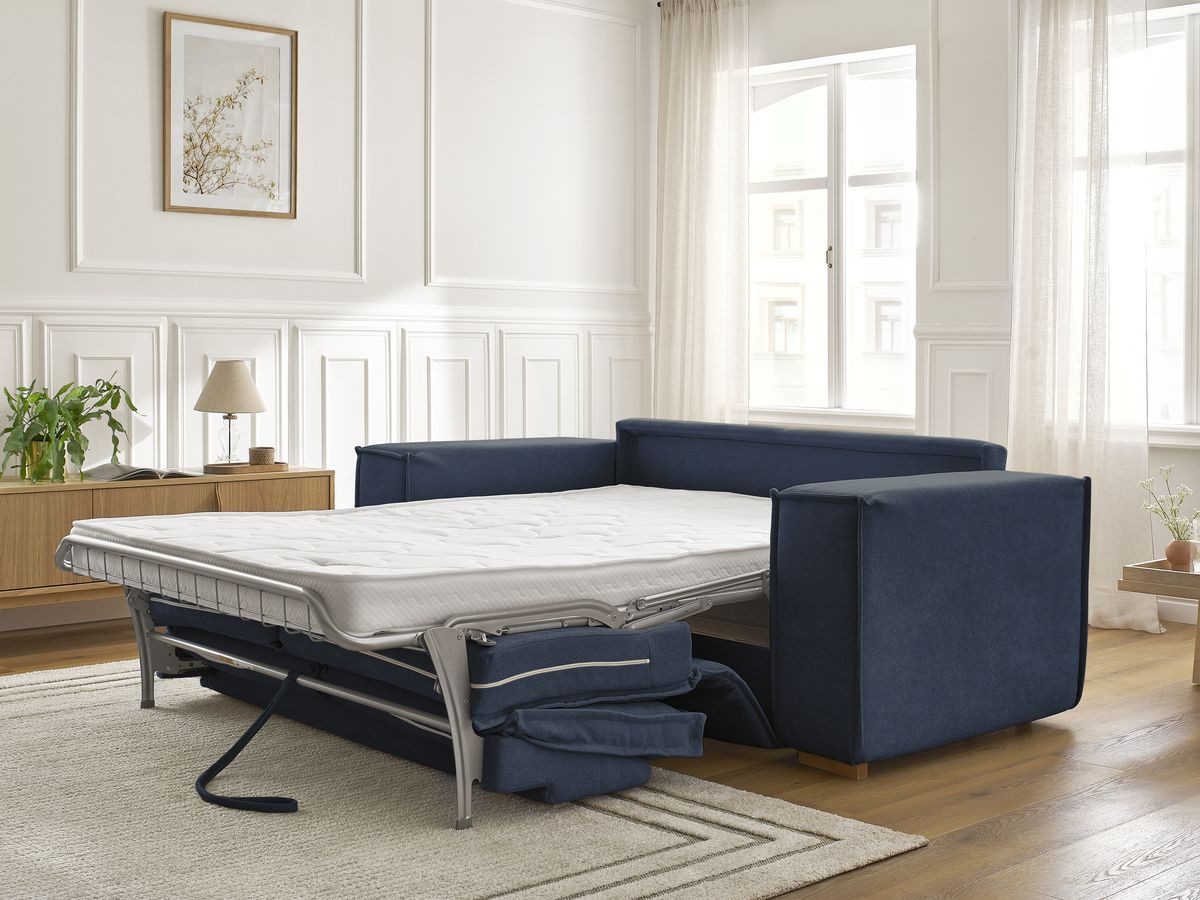 Canapé droit convertible CHELSEA ouverture express tissu texturé
